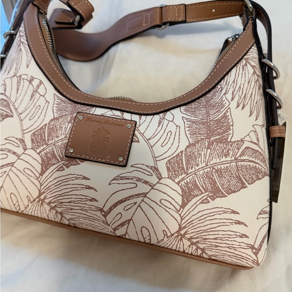 Tommy Bahama Cream and Brown Leaf-Print Shoulder Bag - Picture 2 of 4